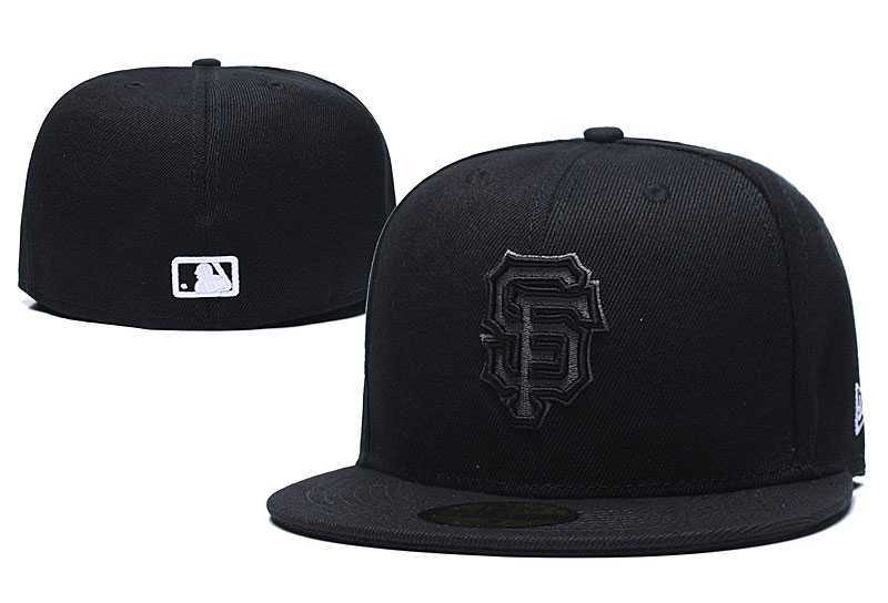 San Francisco Giants Team Logo Black Fitted Hat LX1