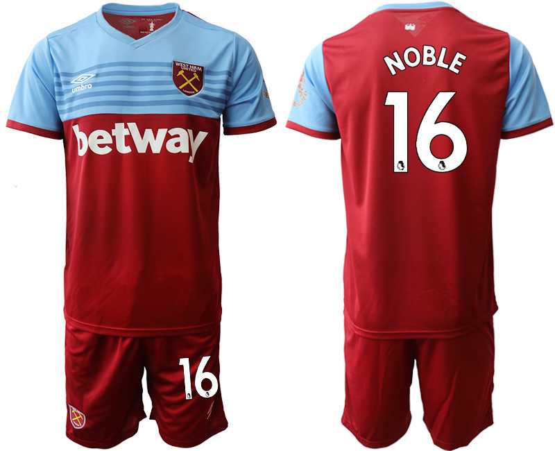 2019-20 West Ham United 16 NOBLE Home Soccer Jersey