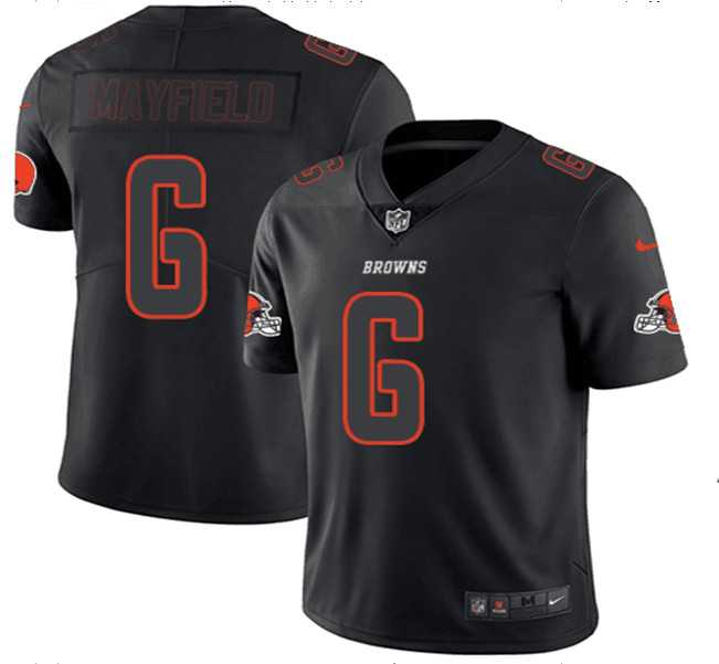Nike Browns 6 Baker Mayfield Black Impact Rush Limited Jersey Dyin