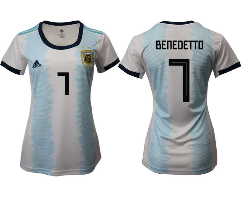 Women 2019-20 Argentina 7 BENEDETTO Home Soccer Jersey