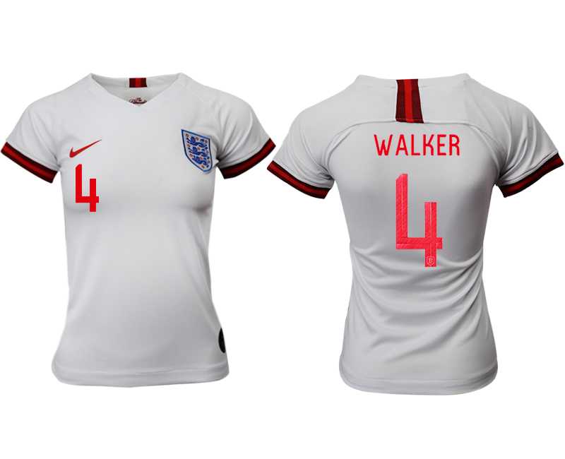 Women 2019-20 England 4 WALKER Home Soccer Jersey