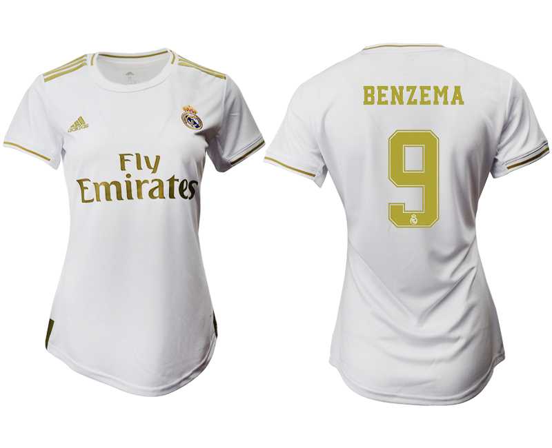 Women 2019-20 Real Madrid 9 BENZEMA Home Soccer Jersey