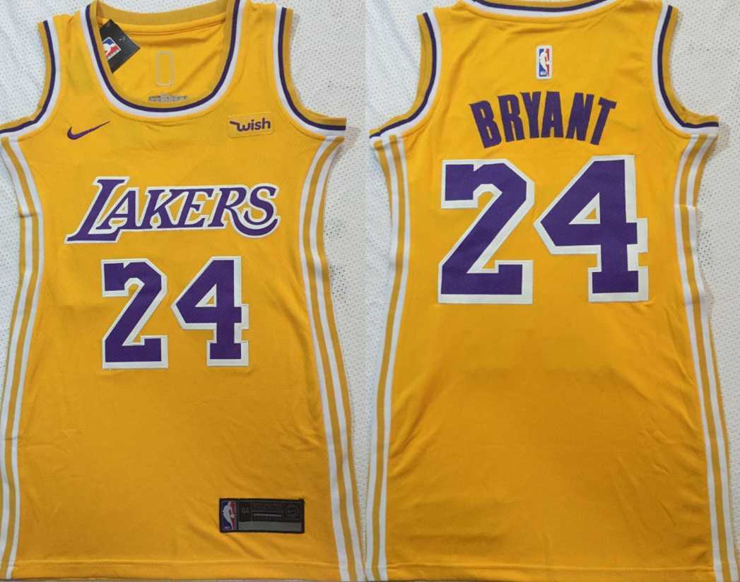 Women Lakers 24 Kobe Bryant Yellow Nike Swingman Jersey