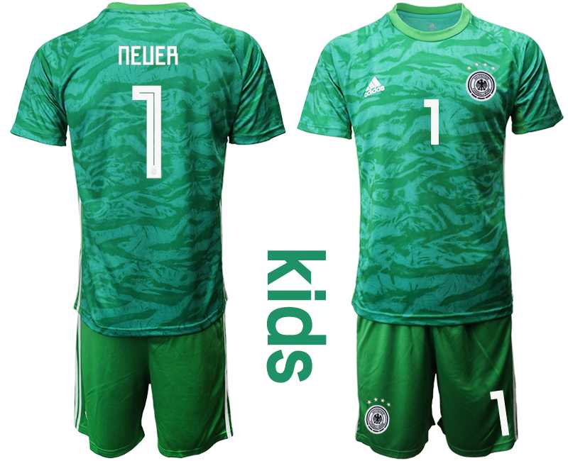 Youth 2019-20 Germany 1 NEUER Green Goalkeeper Soccer Jersey