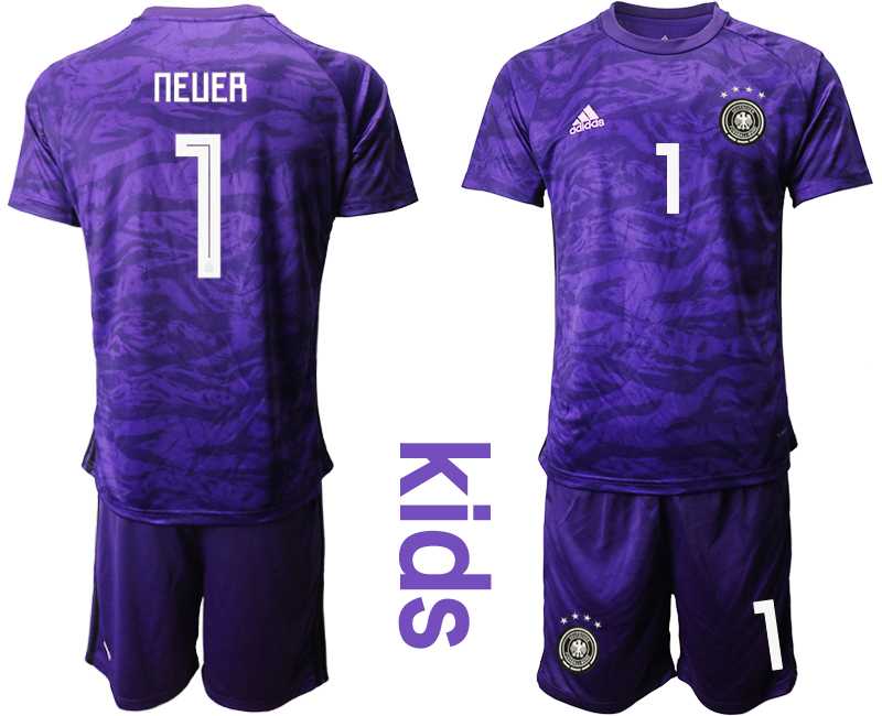 Youth 2019-20 Germany 1 NEUER Purple Goalkeeper Soccer Jersey