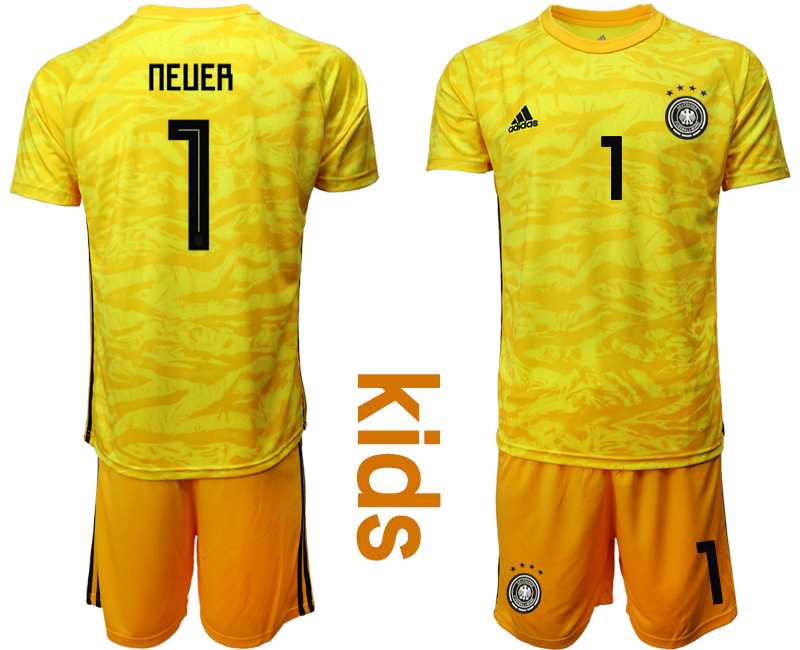 Youth 2019-20 Germany 1 NEUER Yellow Goalkeeper Soccer Jersey