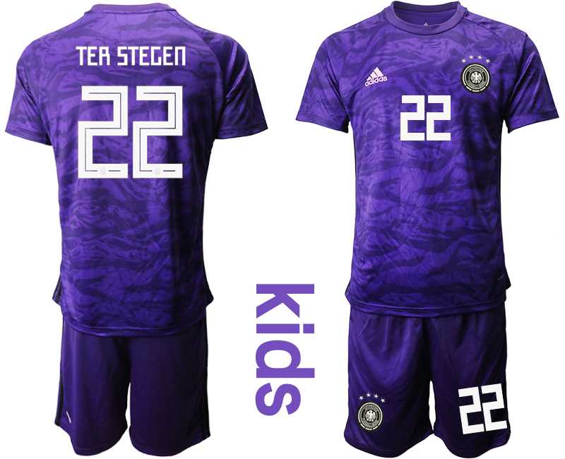 Youth 2019-20 Germany 22 TER STEGEN Purple Goalkeeper Soccer Jersey