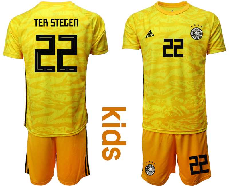 Youth 2019-20 Germany 22 TER STEGEN Yellow Goalkeeper Soccer Jersey