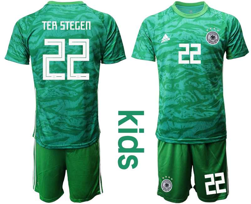 Youth 2019-20 Germany 22 ter TER STEGEN Green Goalkeeper Soccer Jersey
