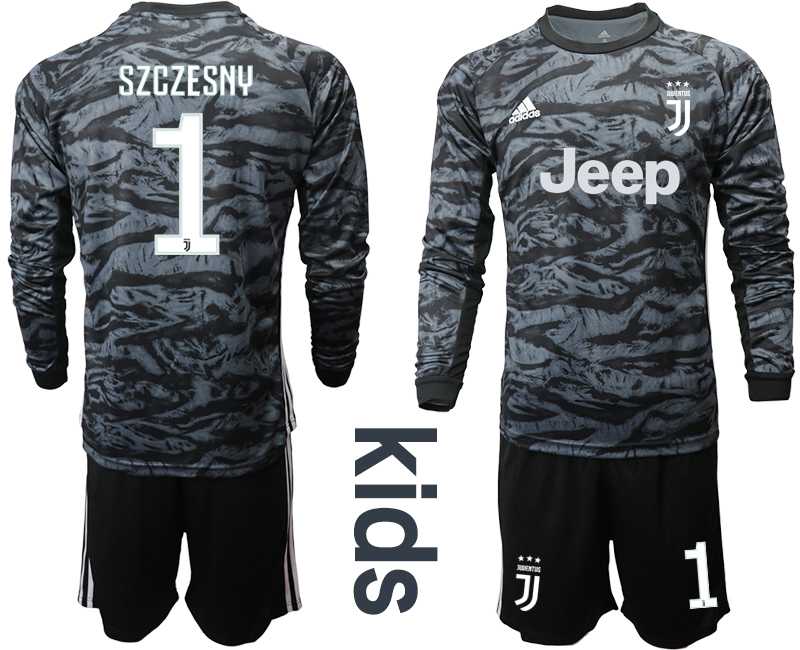 Youth 2019-20 Juventus 1 SZCZESNY Black Long Sleeve Goalkeeper Soccer Jersey