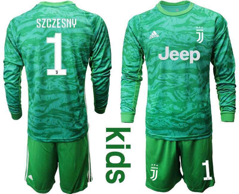 Youth 2019-20 Juventus 1 SZCZESNY Green Long Sleeve Goalkeeper Soccer Jersey