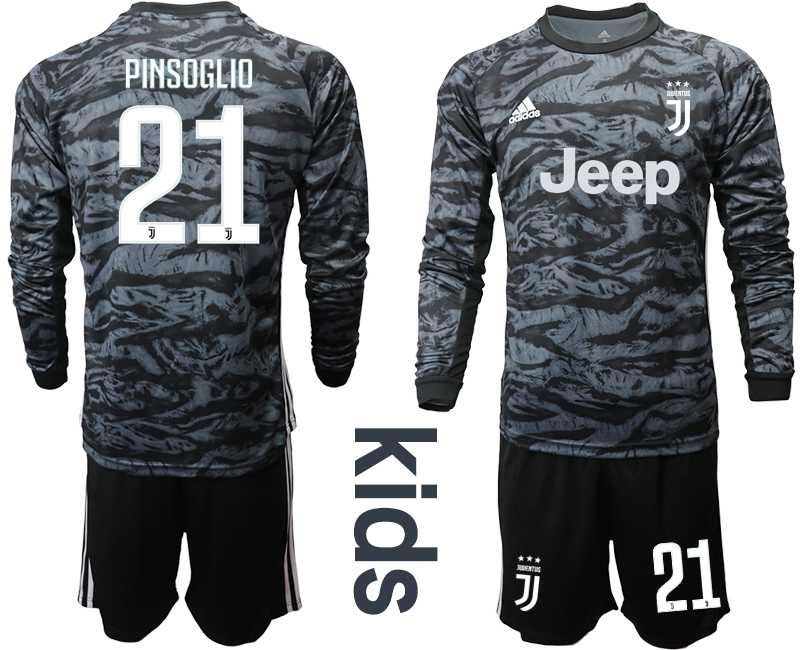 Youth 2019-20 Juventus 21 PINSOGLIO Black Long Sleeve Goalkeeper Soccer Jersey