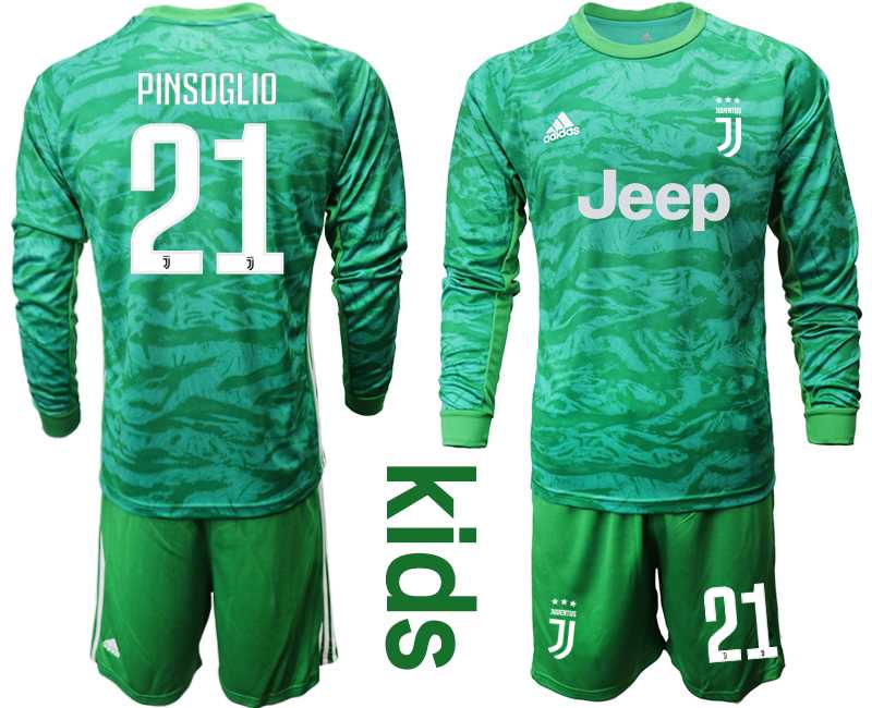 Youth 2019-20 Juventus 21 PINSOGLIO Green Long Sleeve Goalkeeper Soccer Jersey