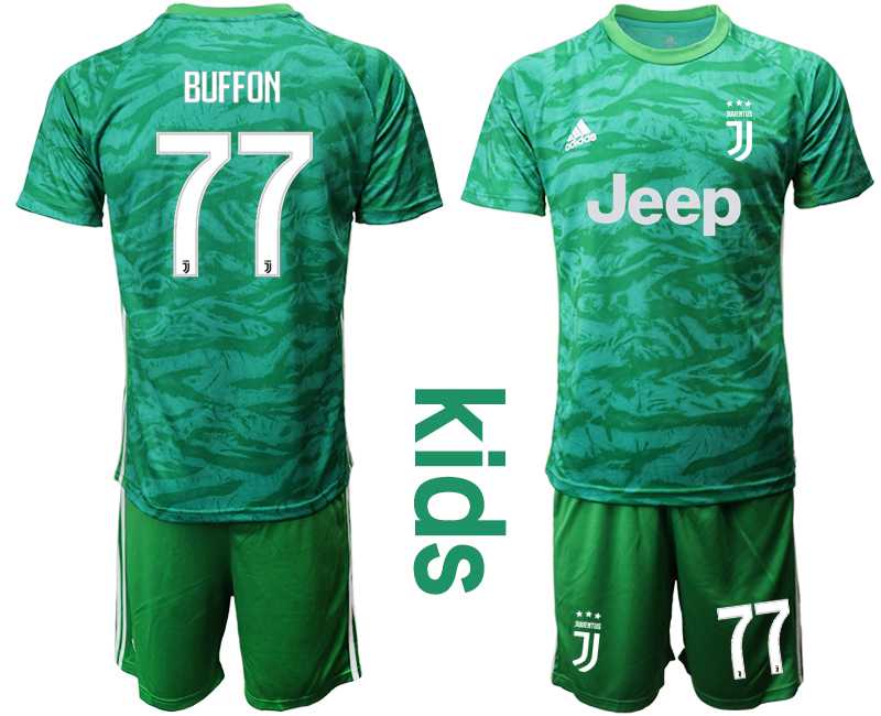 Youth 2019-20 Juventus 77 BUFFON Green Goalkeeper Soccer Jersey