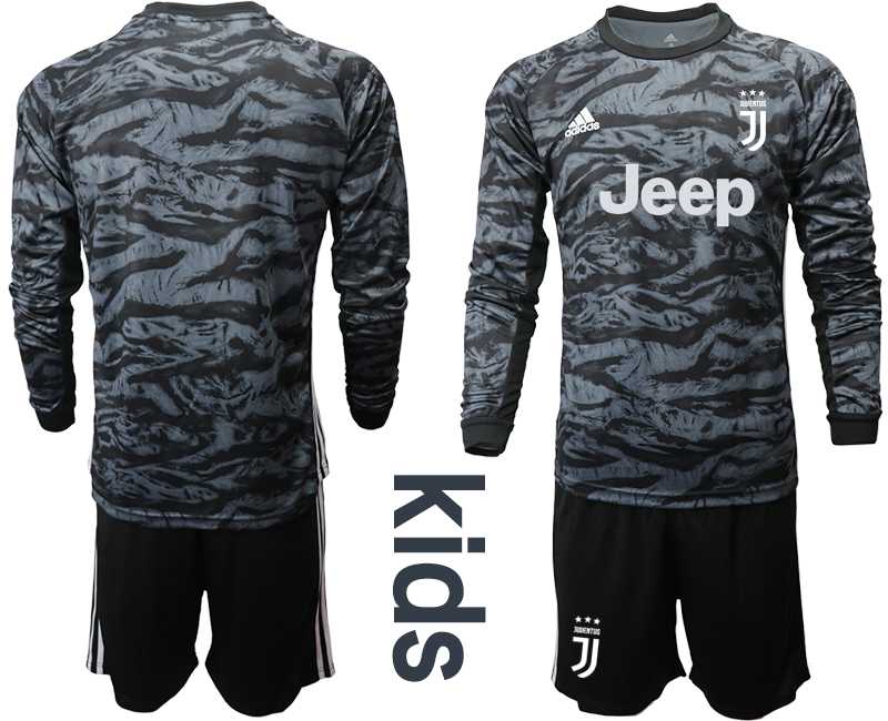 Youth 2019-20 Juventus Black Long Sleeve Goalkeeper Soccer Jersey