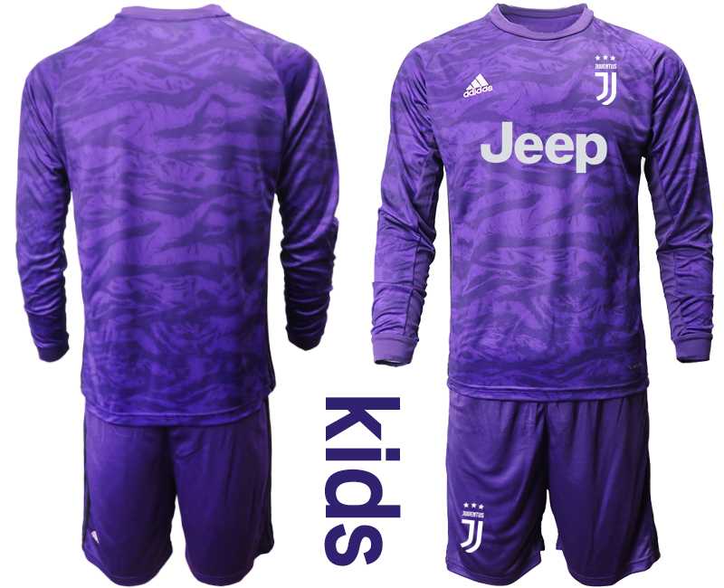 Youth 2019-20 Juventus Purple Long Sleeve Goalkeeper Soccer Jersey