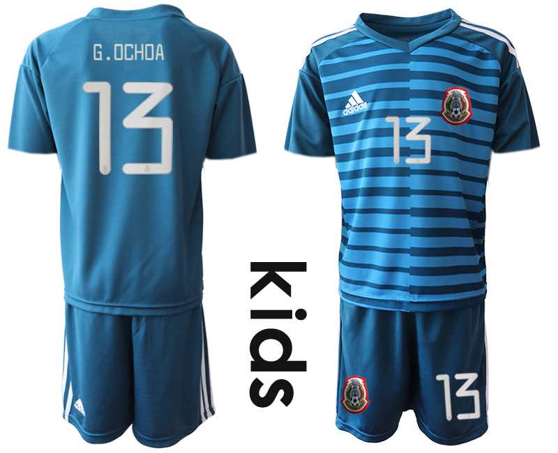 Youth 2019-20 Mexico 13 G.OCHOA Blue Goalkeeper Soccer Jersey