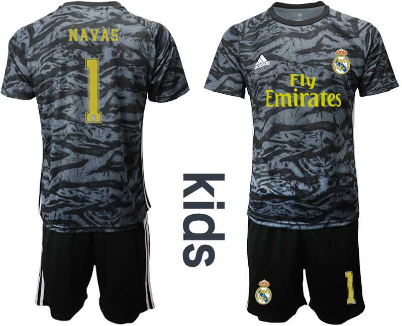 Youth 2019-20 Real Madrid 1 NAVAS Black Goalkeeper Soccer Jersey