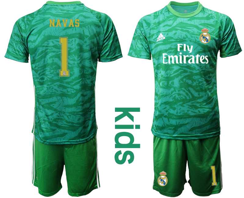 Youth 2019-20 Real Madrid 1 NAVAS Green Goalkeeper Soccer Jersey