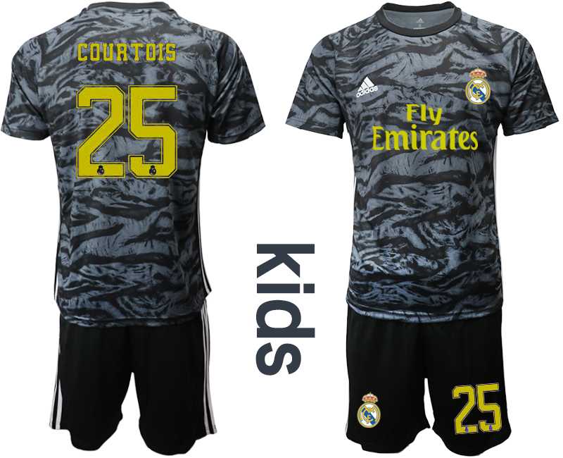 Youth 2019-20 Real Madrid 25 COURTOIS Black Goalkeeper Soccer Jersey