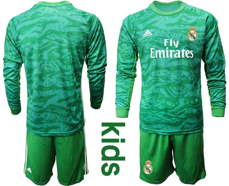 Youth 2019-20 Real Madrid Green Long Sleeve Goalkeeper Soccer Jersey