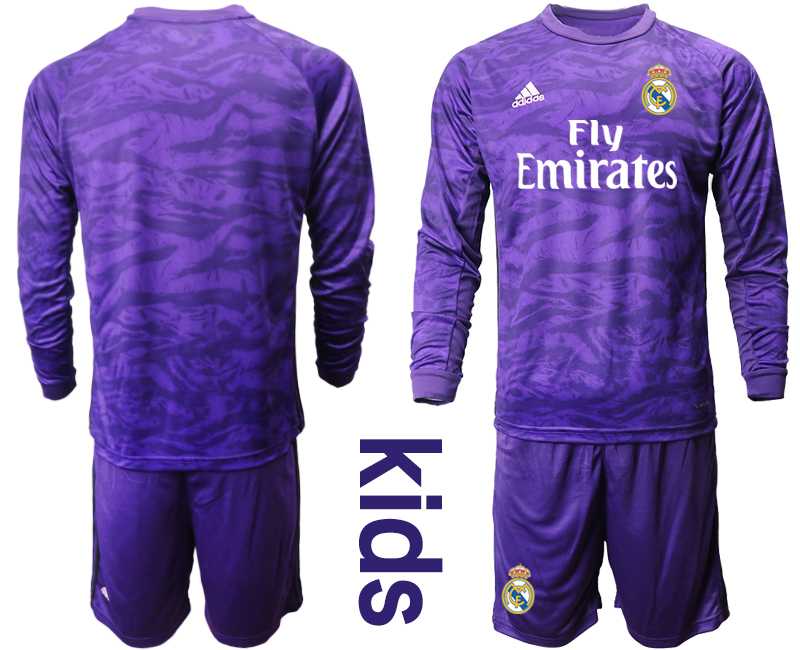 Youth 2019-20 Real Madrid Purple Long Sleeve Goalkeeper Soccer Jersey