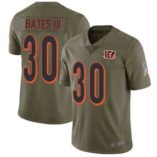 Youth Nike Bengals 30 Jessie Bates III Olive Salute to Service Limited Jersey Dyin