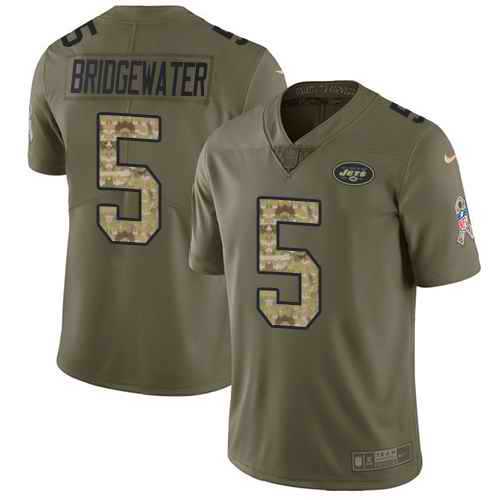 Youth Nike Jets 5 Teddy Bridgewater Olive Camo Salute To Service Limited Jersey Dyin