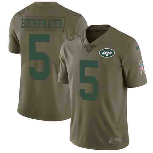 Youth Nike Jets 5 Teddy Bridgewater Olive Salute To Service Limited Jersey Dyin