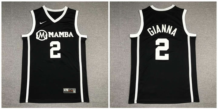 Mamba Gianna Maria 2 Black Kobe Bryant Daughter Stitched Basketball Jersey