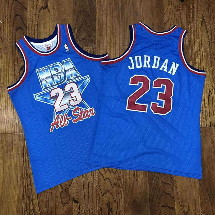 NBA 23 Michael Jordan 1993 All-Star Blue Hardwood Classics Jersey Dzhi