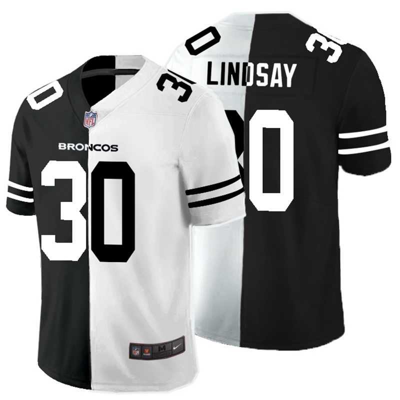 Nike Broncos 30 Phillip Lindsay Black And White Split Vapor Untouchable Limited Jersey Dyin