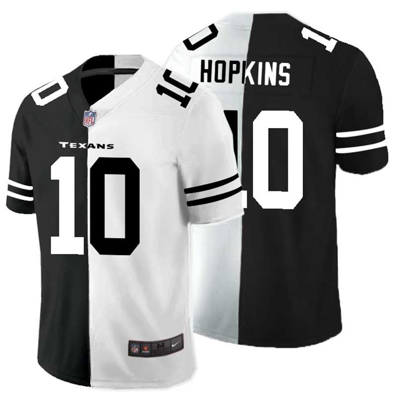 Nike Texans 10 DeAndre Hopkins Black And White Split Vapor Untouchable Limited Jersey Dyin