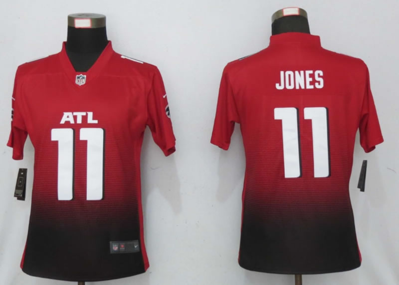 Women Nike Atlanta Falcons 11 Jones Red 2nd Alternate Limited Jersey
