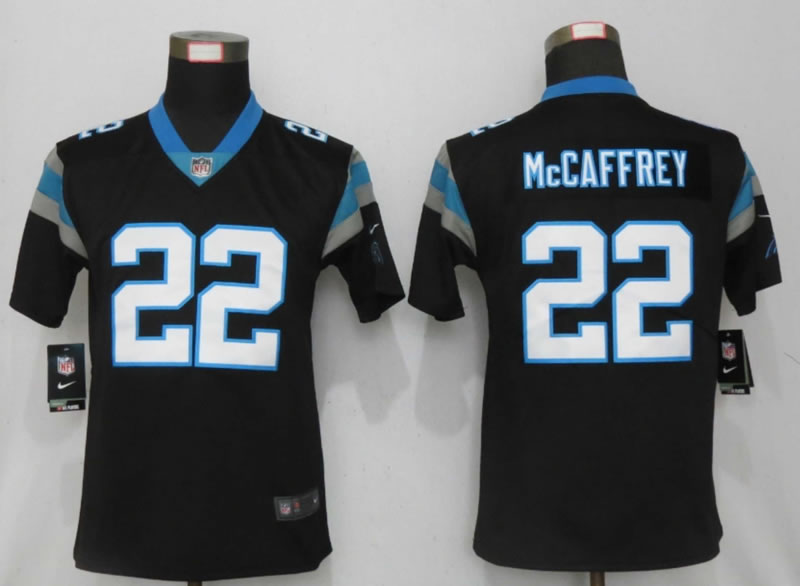 Women Nike Carolina Panthers 22 McCaffrey Nike Black Alternate Vapor Limited Jersey