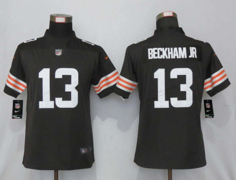 Women Nike Cleveland Browns 13 Beckham jr Brown Vapor Limited Jersey