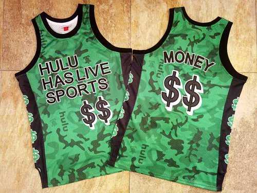Hulu Has Live Sports Green $$ Money Stitched Basketball Jersey Mixiu