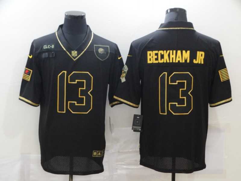 Nike Browns 13 Odell Beckham Jr. Black Gold 2020 Salute To Service Limited Jersey Dzhi