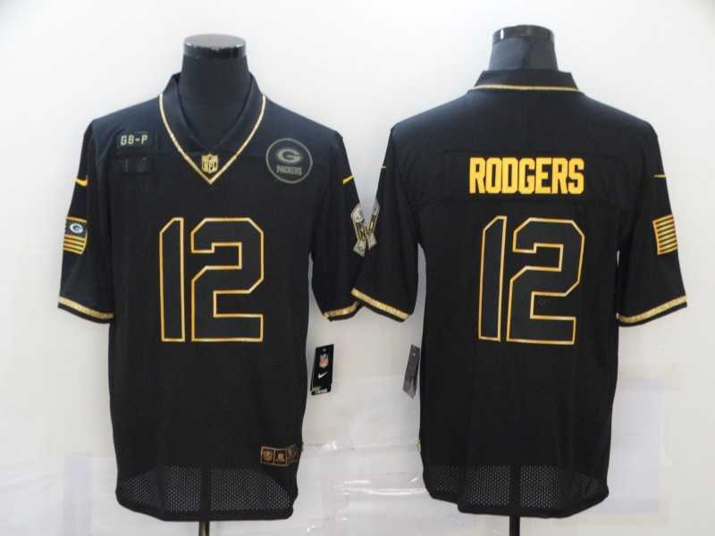 Nike Packers 12 Aaron Rodgers Black Gold 2020 Salute To Service Limited Jersey Dzhi