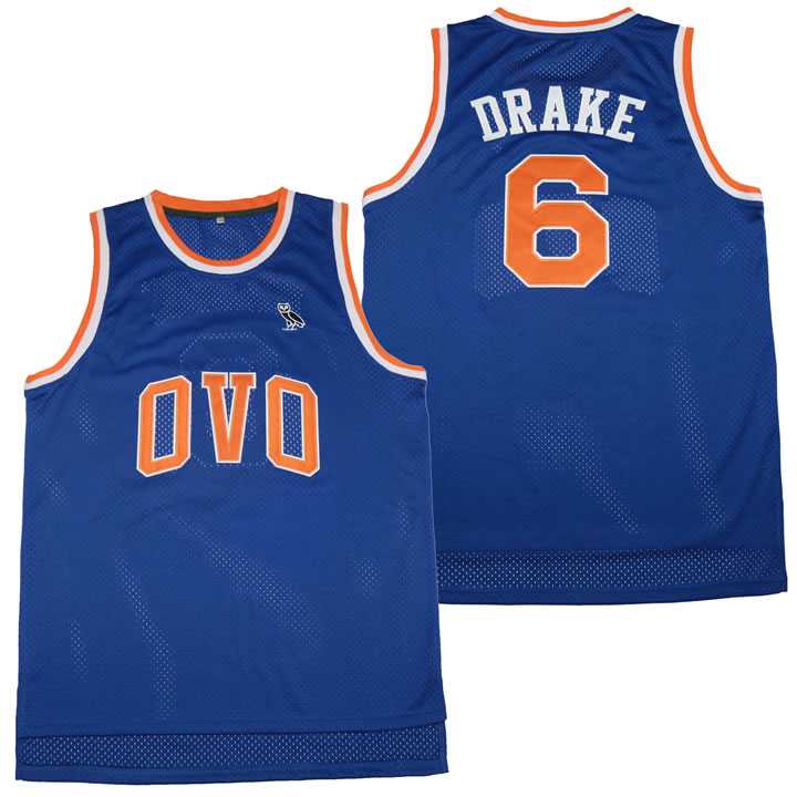 OVO 6 Blue Basketball Jersey MSG NYC With Owl Patch