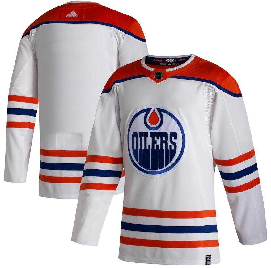 Oilers Blank White 2020-21 Reverse Retro Adidas Jersey Dzhi
