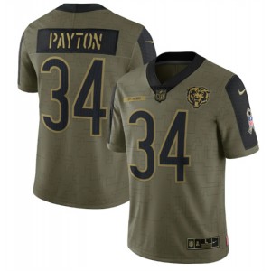 Nike Chicago Bears 34 Walter Payton 2021 Olive Salute To Service Limited Jersey Dyin
