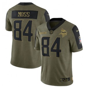 Nike Minnesota Vikings 84 Randy Moss 2021 Olive Salute To Service Limited Jersey Dyin