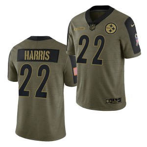Nike Pittsburgh Steelers 22 Najee Harris 2021 Olive Salute To Service Limited Jersey Dyin