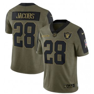 Nike Raiders 28 Josh Jacobs 2021 Olive Salute To Service Limited Jersey Dyin
