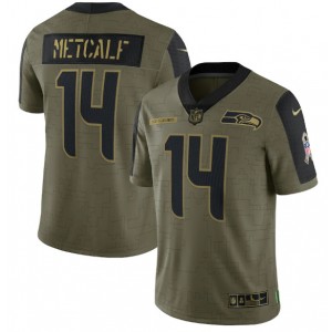 Nike Seattle Seahawks 14 D.K. Metcalf 2021 Olive Salute To Service Limited Jersey Dyin