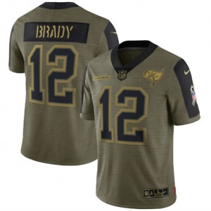 Nike Tampa Bay Buccaneers 12 Tom Brady 2021 Olive Salute To Service Limited Jersey Dzhi