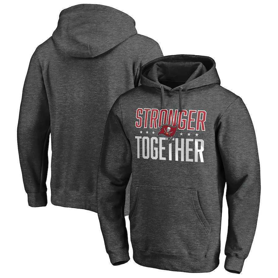 Men's Tampa Bay Buccaneers Heather Charcoal Stronger Together Pullover Hoodie