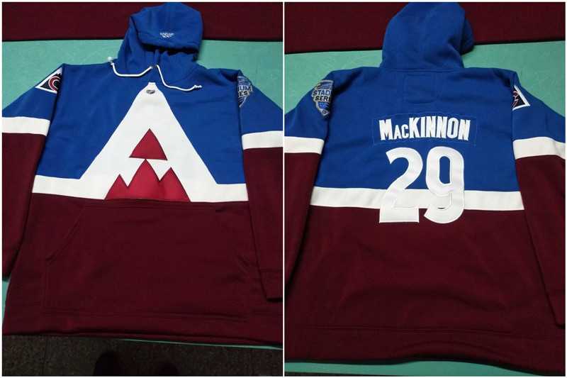 Avalanche 29 Nathan Mackinnon Burgundy Stadium Series All Stitched Pullover Hoodie