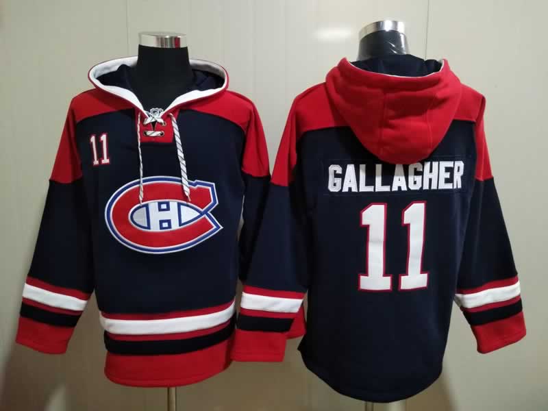 Canadiens 11 Brendan Gallagher Navy Blue All Stitched Pullover Hoodie